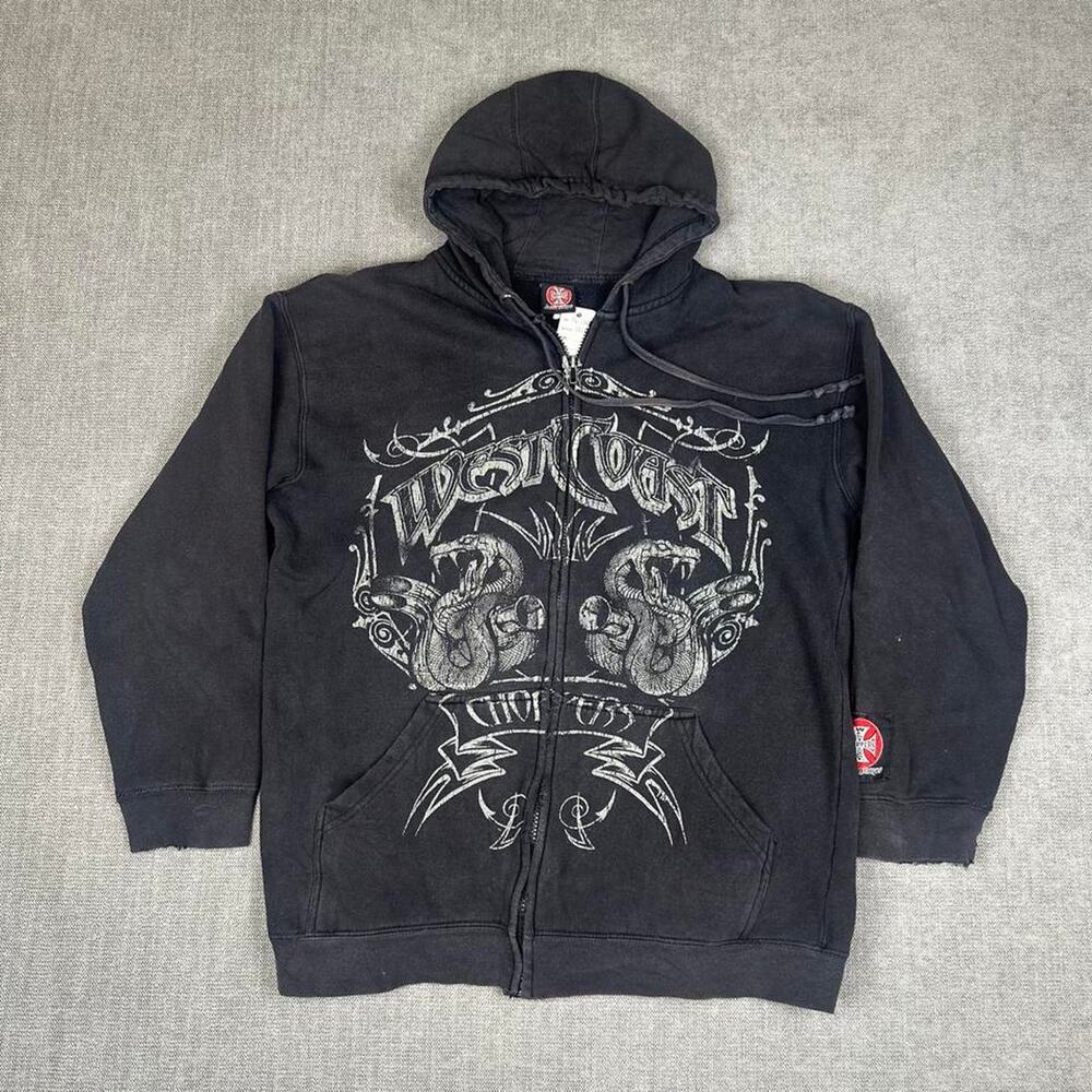 Y2K West Coast Choppers faded black zip up hoodie